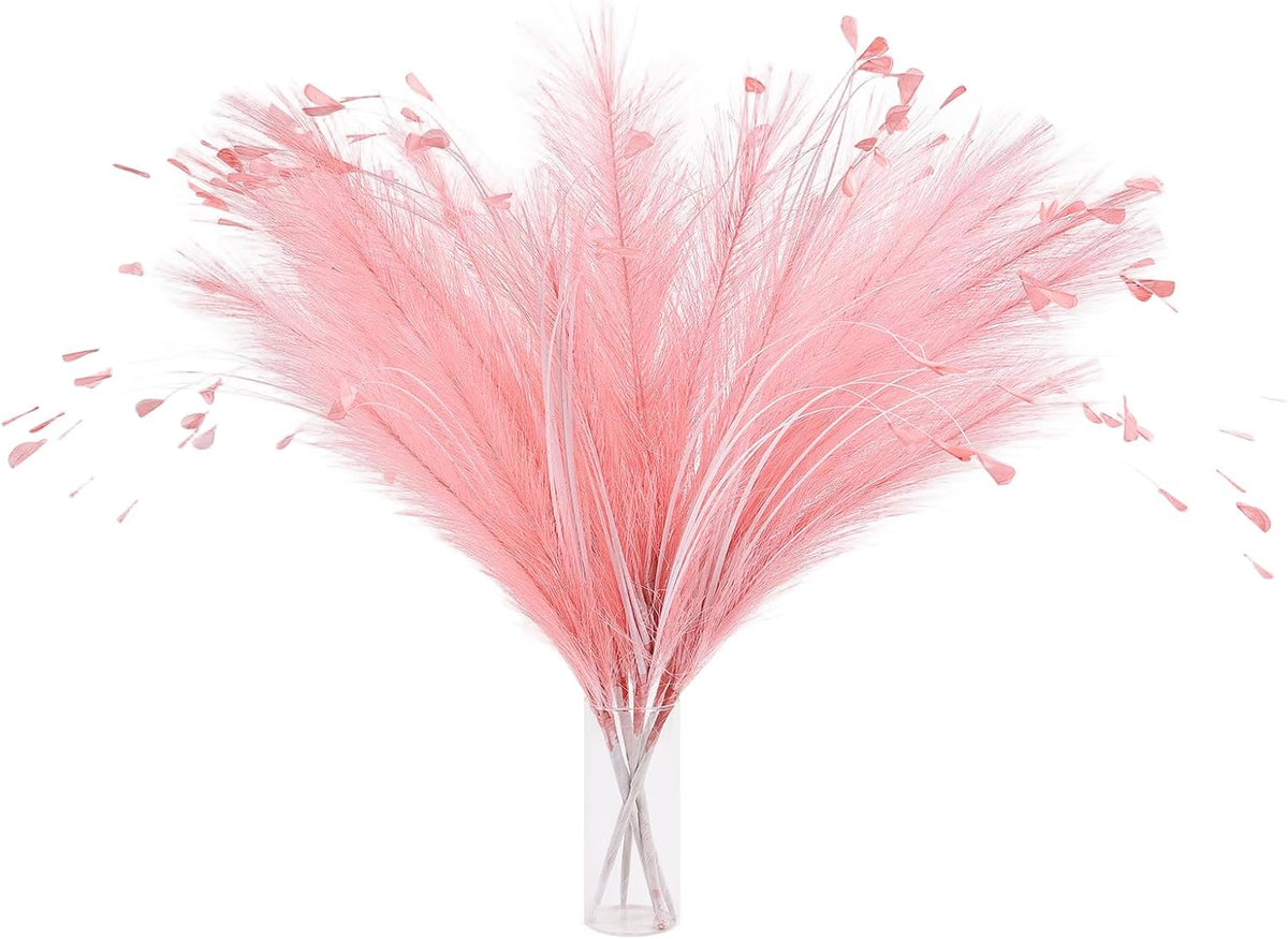 Pink Pampas Grass Decor 6pcs 25 Inch Faux Pampas Grass, Artificial Pampas for Boho Home Decor, Table Decorations, Wedding Centerpieces & Vase Filler