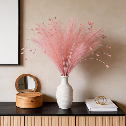 Pink Pampas Grass Decor 6pcs 25 Inch Faux Pampas Grass, Artificial Pampas for Boho Home Decor, Table Decorations, Wedding Centerpieces & Vase Filler