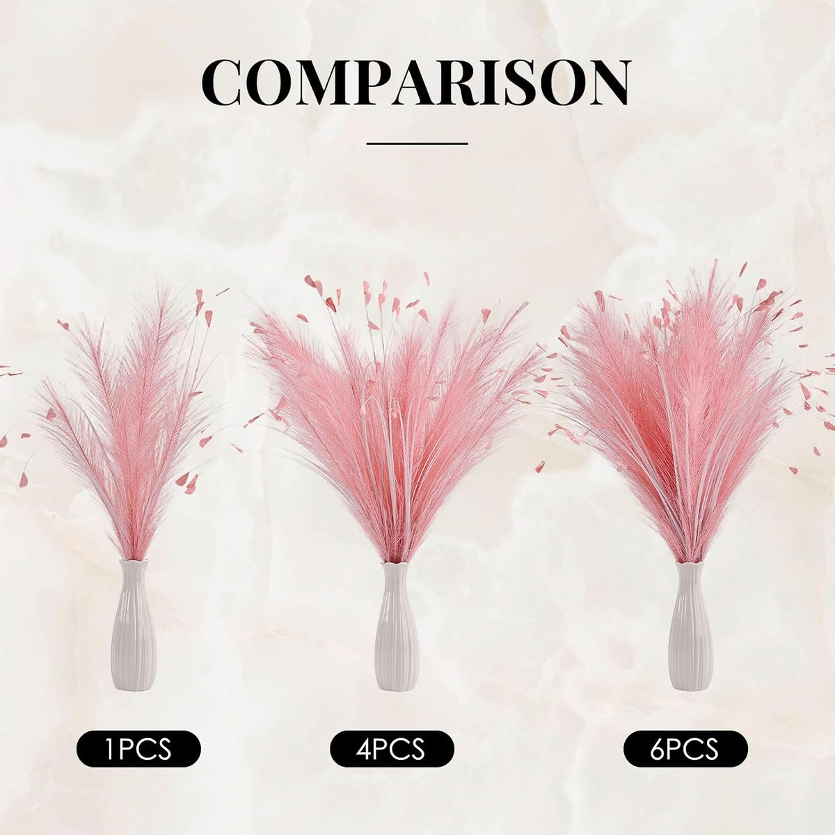 Pink Pampas Grass Decor 6pcs 25 Inch Faux Pampas Grass, Artificial Pampas for Boho Home Decor, Table Decorations, Wedding Centerpieces & Vase Filler