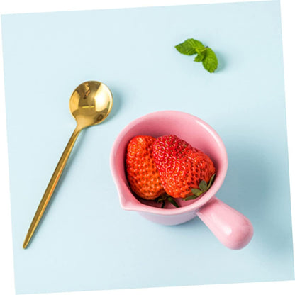 LIFKOME Ceramic Milk Pan Handle Pink Sauce Pot Ceramic Cookware 70ml Single Handle