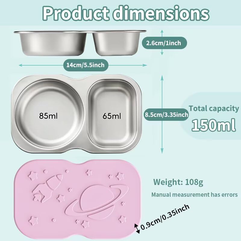 Leakproof 2-Compartment Stainless Steel Snack Box with Food-Grade Silicone Lid, Divided for Sauces & Meal Prep