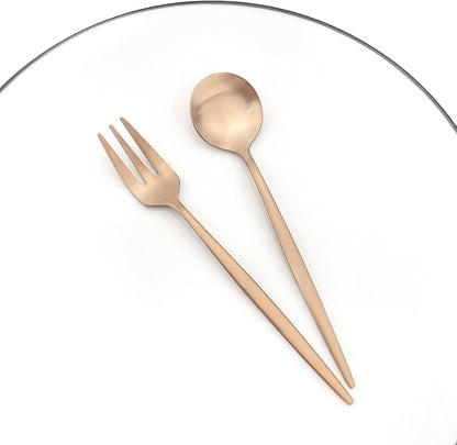 Rose Gold Matte Espresso Spoons, Mini Coffee TeaSpoon, 5.11 Inches Copper Stainless Steel Small Spoons for Dessert, Set of 6