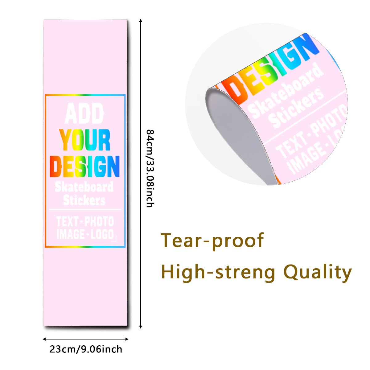 sophiehome Custom Personalized Customize Image/Logo Skateboard Sticker Upload Your Logo or Image Design Light Pink