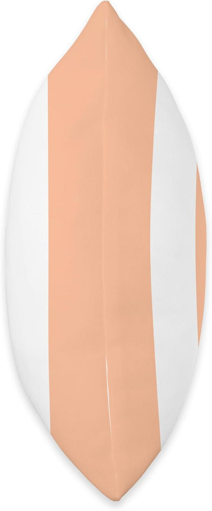 PEACH AND WHITE EXTRA WIDE STRIPES Throw Pillow
