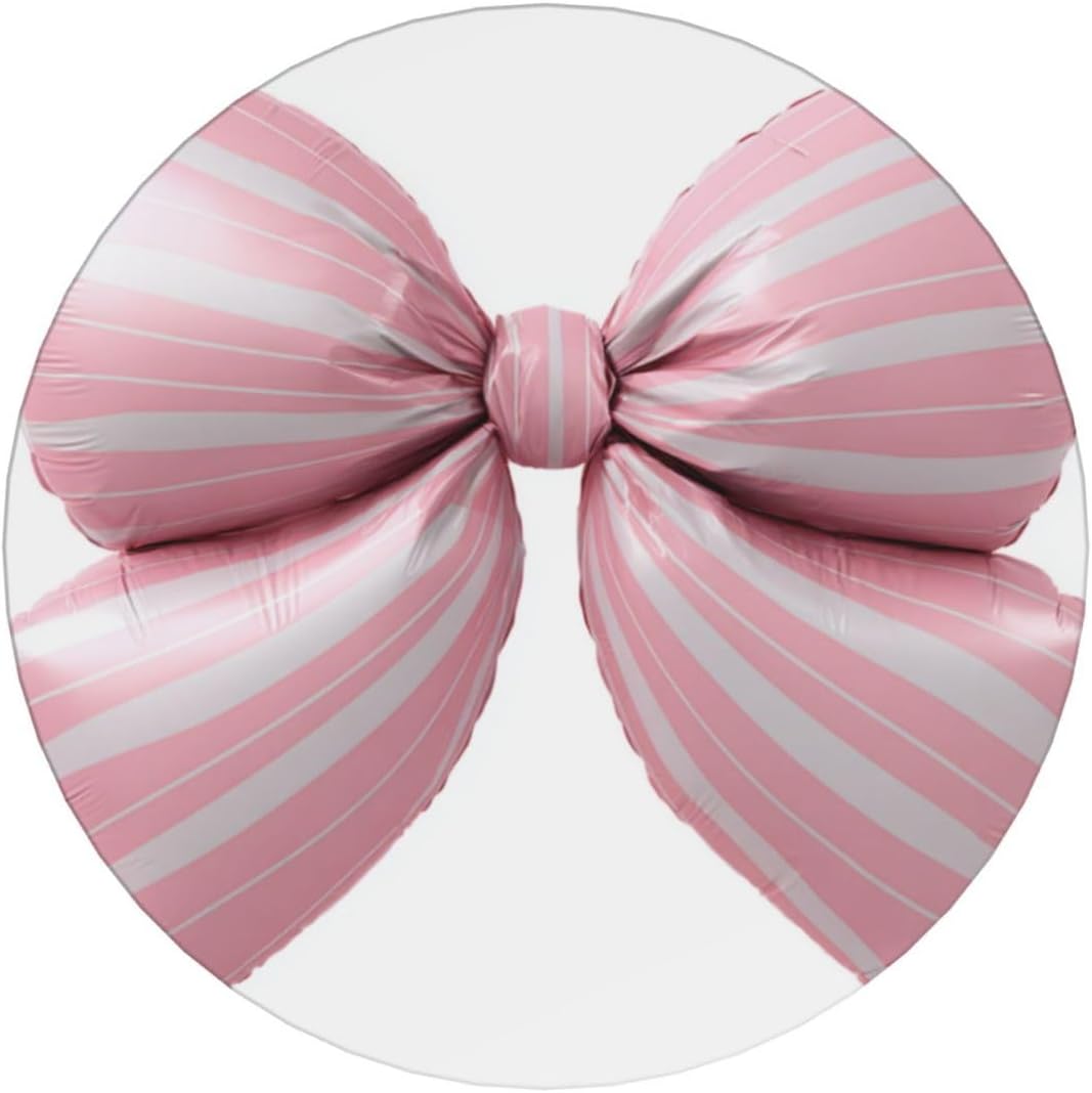 Light Pink Bow Balloon Candy Stripe Pattern Ceramic Coasters with Holder Set of 6 Coffee Cup Drink Coasters