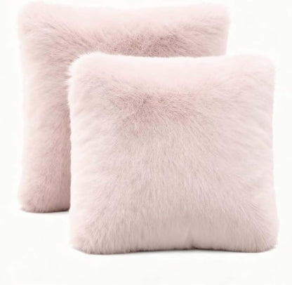 ZYFZCLBL Faux Fur Cushion Cover, Decorative Pillow Cover Luxury Soft Cozy Fluffy Pillow Covers for Bed/Couch, Square Solid Cushion Pillowcase Pack of 2, 20" x 20" Inch, Pink