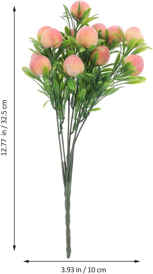 PRETYZOOM Artificial Peach Branches 2 Pcs Faux Peach Stems with Pink Flowers for Home Decor Vase Fillers Floral Arrangements Party Decorations 12.79X3.94X3.94 Inches