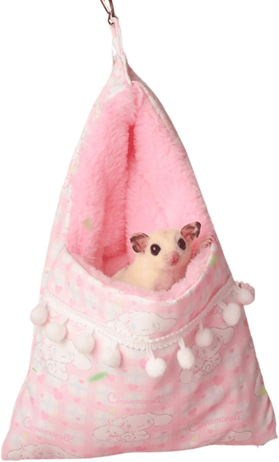 Sugar Gliders Sleeping Pouch Bag Small Pet Faux Rabbit Velvet Hanging Warm Comfortable Nest Bed for Small Animals Squirrels Marmosets Rats Hamster (Pink)