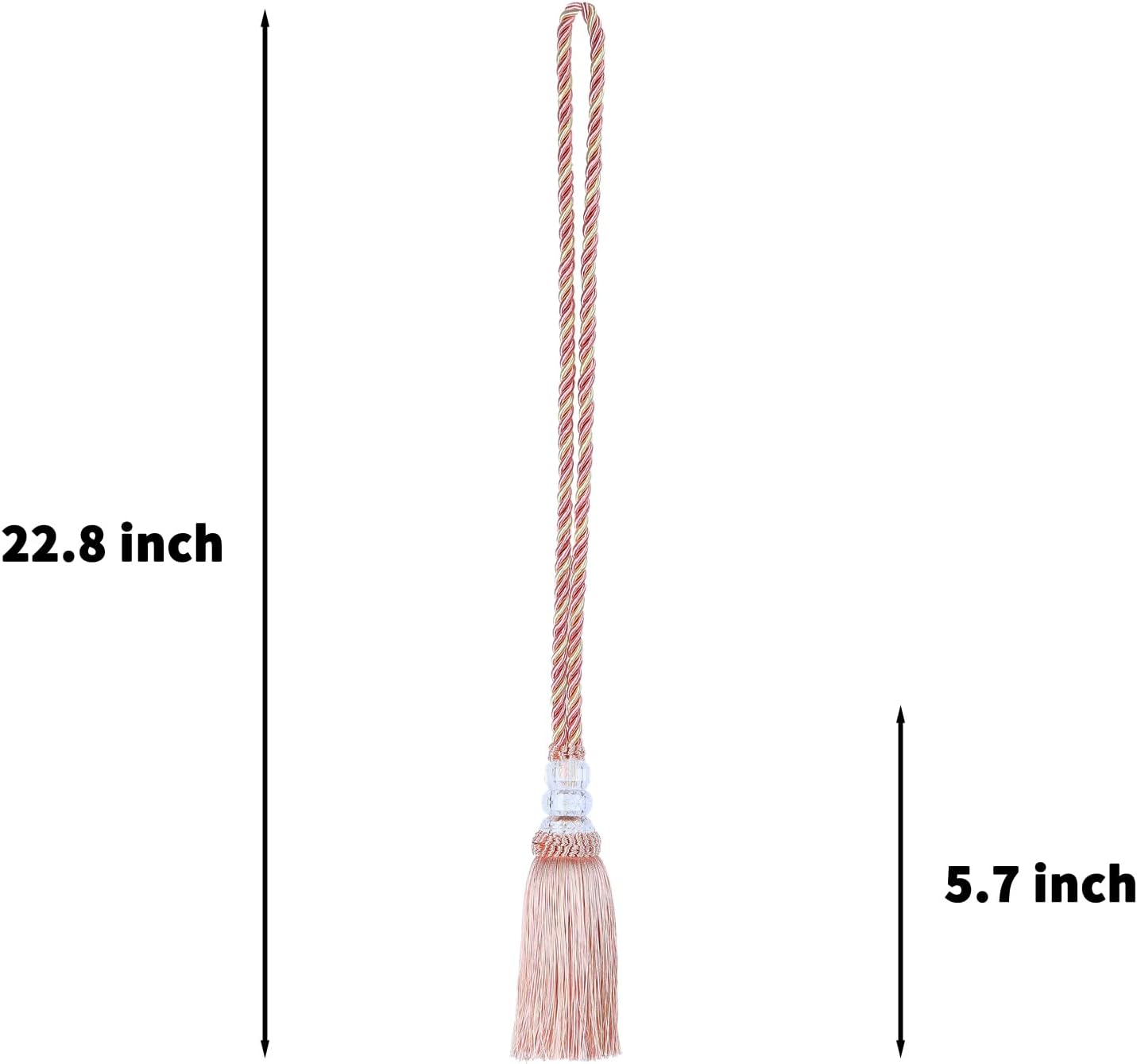 4 Pack Curtain Tiebacks with Tassel, Outdoor Elegant Decorative Curtain Holdback,Modern Rope Window Curtain Ties Backs for Draperies (4, Mix Pink)