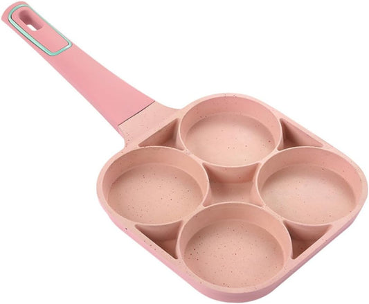 VICASKY Non Stick Egg Frying Pan with Groove Design Compact Lightweight Skillet for Even Heating and Easy Cleaning Practical Home Cooker for Breakfast and Omelette Cooking Pink