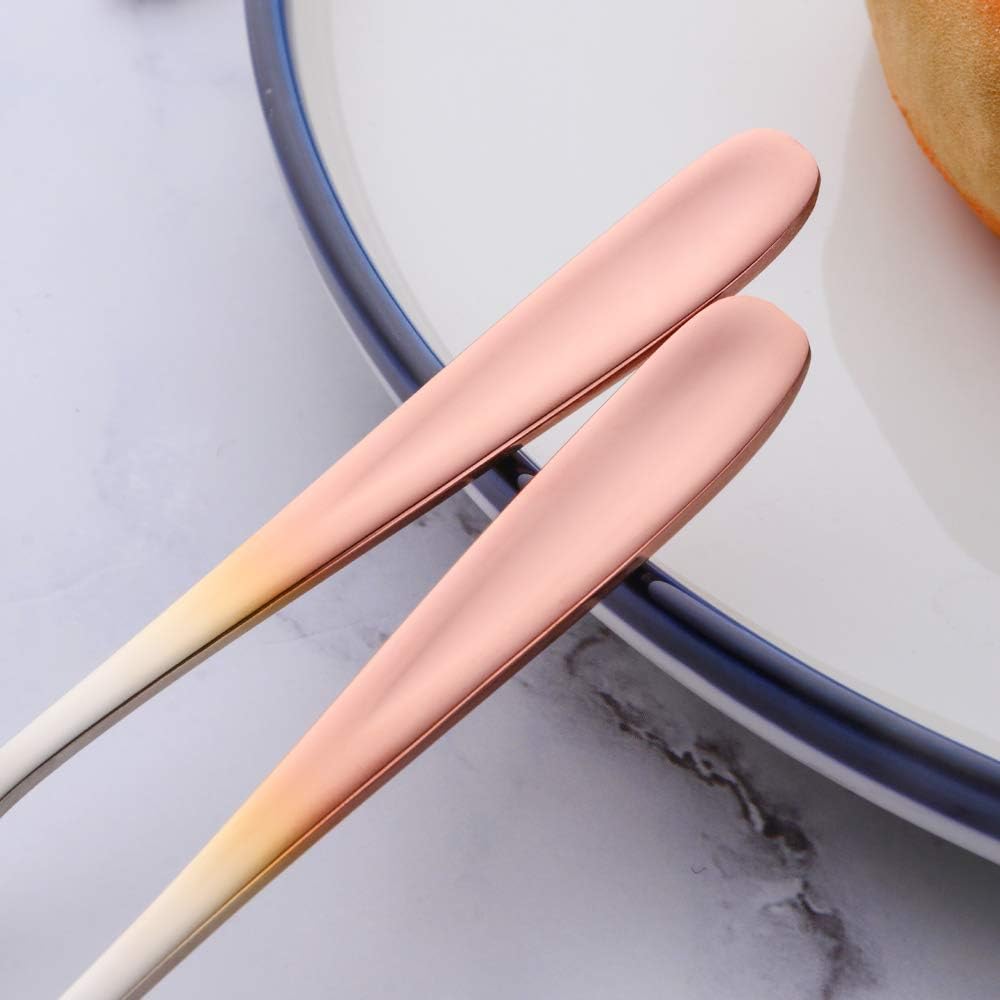 6-Piece Stainless Steel Butter Knife Set, Gradient Rose Gold Cheese & Sandwich Spreader with Polished Edges, Dishwasher Safe Breakfast Utensils for Kitchen & Dining