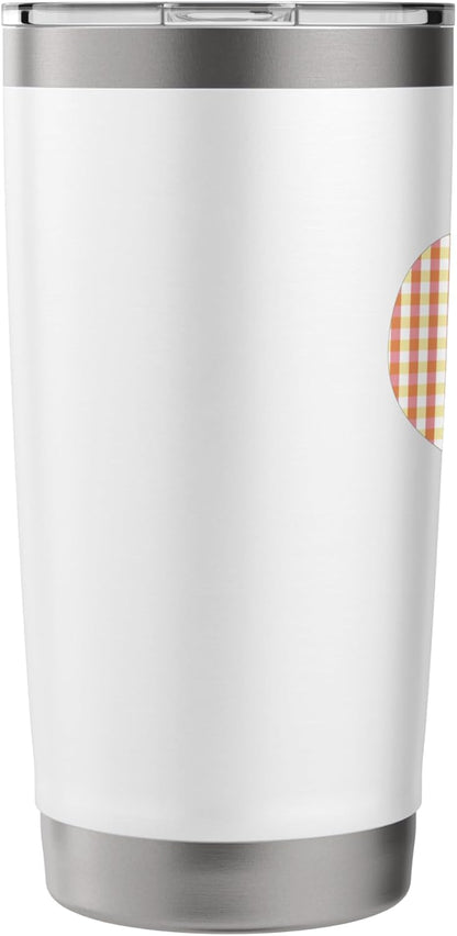 Cute Peach Yellow Plaid Checkered Gingham Pattern Minimalist Stainless Steel Insulated Tumbler