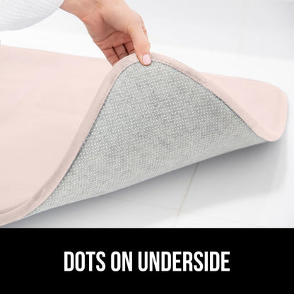 GORILLA GRIP® Memory Foam Bath Mat, Soft Absorbent Velvet Bathroom Mats, Durable Dots on Underside, Machine Washable Bathmat, Carpet Rug Room Decor for Shower Tub Floor RV, 24x17 Rugs, Pink