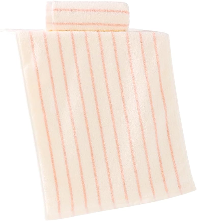 YiLUOMO White and Pink Striped Hand Towels 100% Cotton Set of 2 � Soft, Highly Absorbent and Quick Dry Towels for Bathroom Decor, 13 x 29 Inch