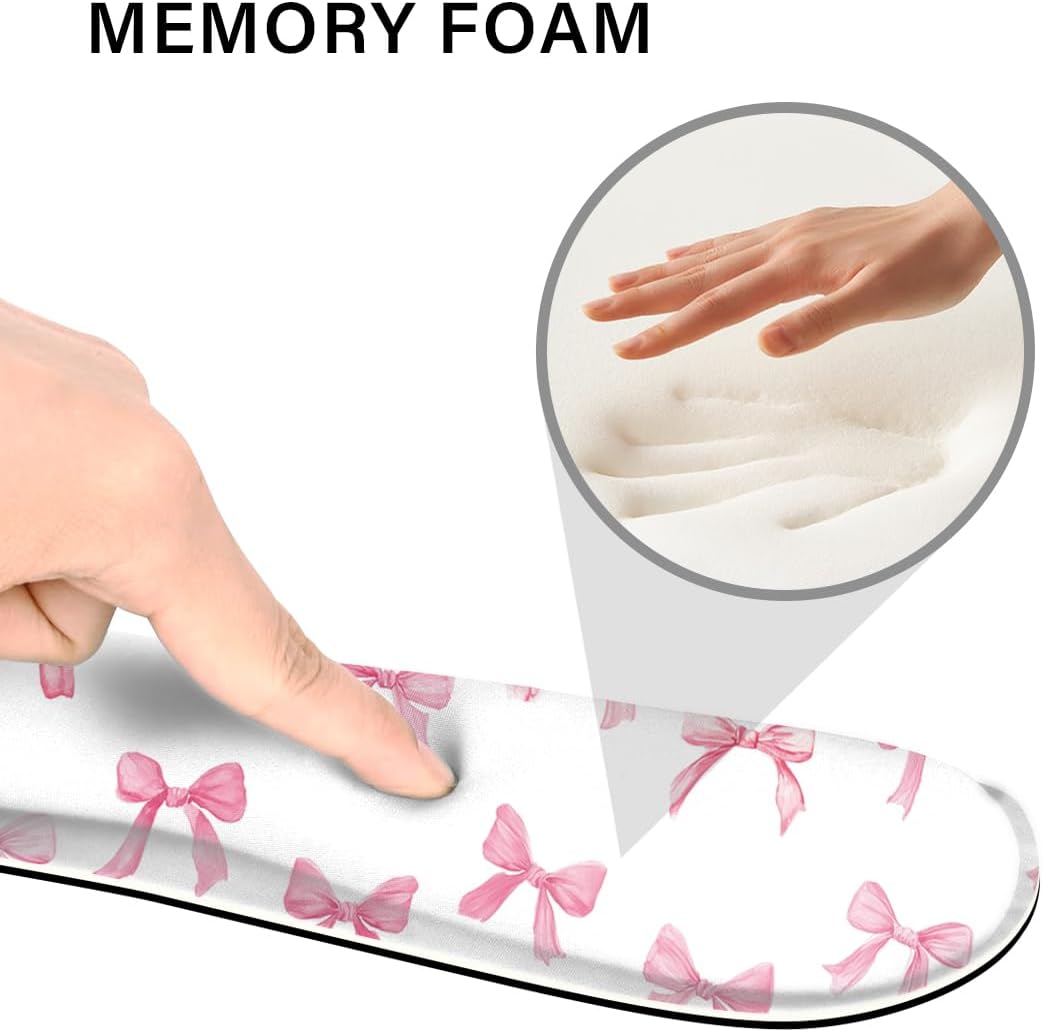 Desk Pad and Keyboard Wrist Rest, Large Mouse Pad + Keyboard Pad+Mouse Wrist Support, Non-Slip Desk Mat Protector for Office, Home 31.5×11.8 Inches Pink Bow
