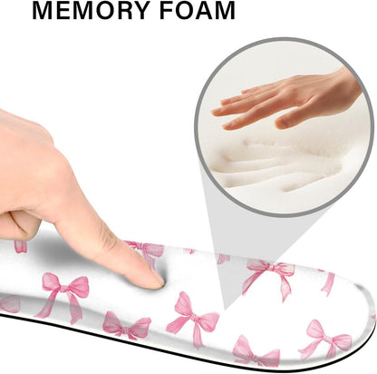 Desk Pad and Keyboard Wrist Rest, Large Mouse Pad + Keyboard Pad+Mouse Wrist Support, Non-Slip Desk Mat Protector for Office, Home 31.5×11.8 Inches Pink Bow