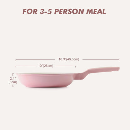 SENSARTE Nonstick Ceramic Frying Pan 10-Inch, Healthy Non Toxic Skillet, Induction Compatible Omelet Pan with Heat Resistant Handle, PFAS-Free, Pink
