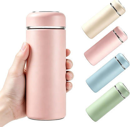 11oz Small Insulated Water Bottle, Leak Proof Stainless Steel Vacuum Insulated for Hot & Cold Drinks, Portable Mini Water Bottle for Travel, Purse or Kids Lunch Bag – Pink