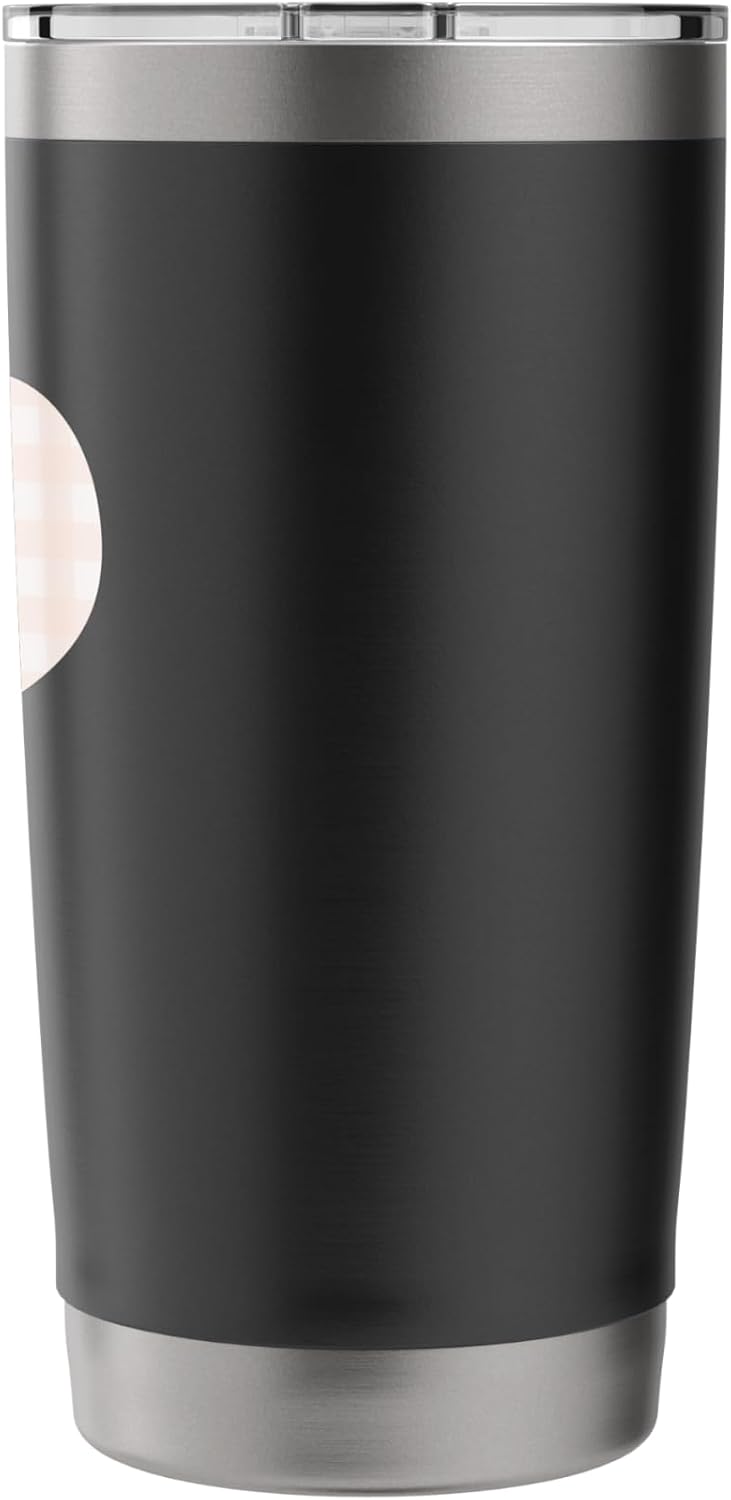 Cute Soft Orange Peach Gingham Check Plaid Checkered Pattern Stainless Steel Insulated Tumbler