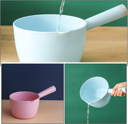 2pcs Versatile Long Handle Water Ladle Multi-function Kitchen and Gardening Scoop for Plants Bathing and Pet Feeding Lightweight Plastic Blue and Pink