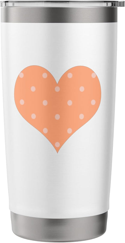 Cute Pastel Coral Peach Big Polka Dot Pattern Minimalist Stainless Steel Insulated Tumbler