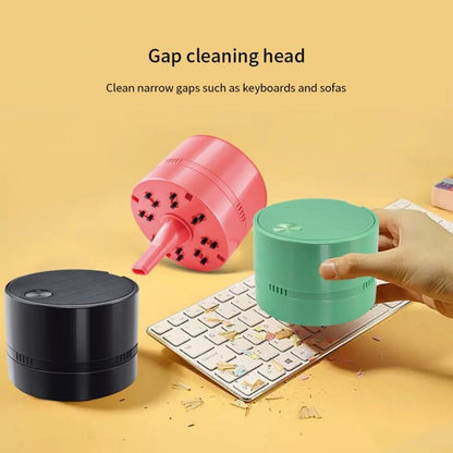 Desktop Vacuum Cleaner with High Suction Home Office, Portable Handheld Crumbs Debris Desk Keyboard Sofa, ABS Material, Dust Container (Black)(Pink)