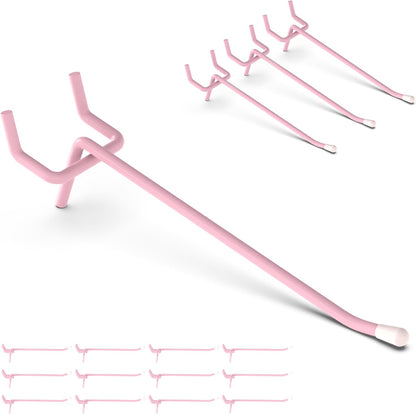 50 Pack 4 Inch Pink Pegboard Hooks with Rubber Tips