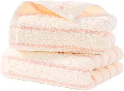 YiLUOMO White and Pink Striped Hand Towels 100% Cotton Set of 2 � Soft, Highly Absorbent and Quick Dry Towels for Bathroom Decor, 13 x 29 Inch