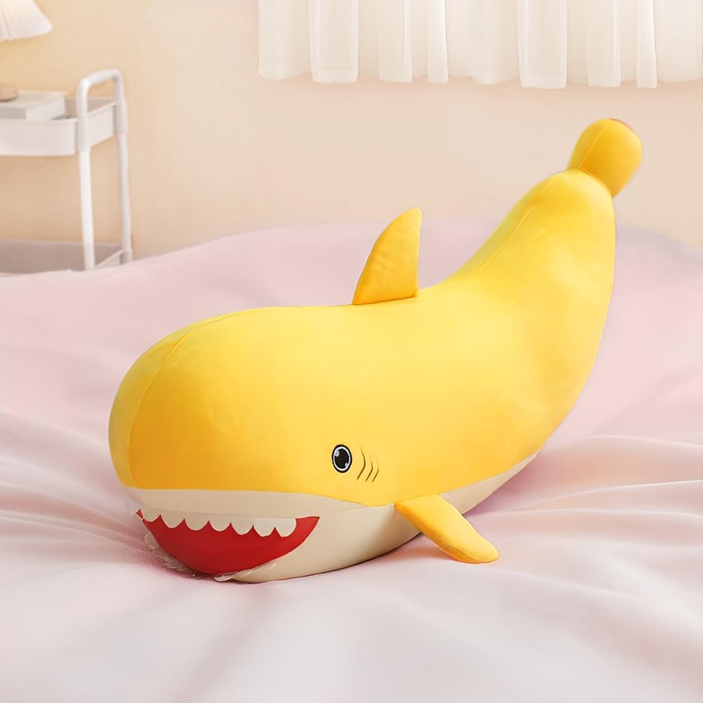 PEACH CAT Banana Shark Plush 21" Large Shark Stuffed Animal Soft Banana Plush Toys Gifts for Kids Yellow