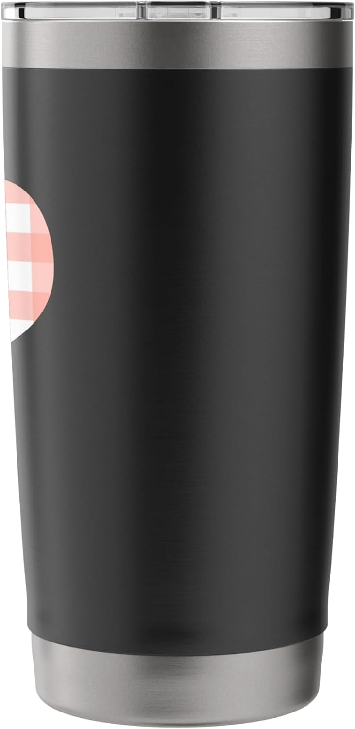 Cute Peach Pink Check Gingham Checkered Pattern Stainless Steel Insulated Tumbler
