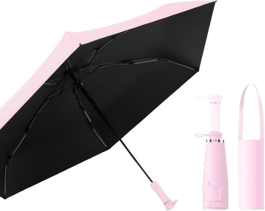 Mini Travel Umbrella Portable Compact Umbrellas for UV Sun & Rain Protection, Pocket Umbrella Lightweight Fits In Pocket, Bag for Men Women Boys Girls