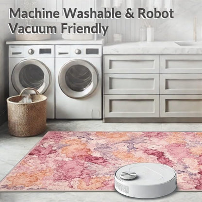 Design&I 4'x6' Machine Wash Ready Abstract Abstract Area Rug, Peach Chair-Friendly & Snag-Free Skid-Resistant Medium Carpet for Home Office, Gaming Room, Under Desk | 2167545