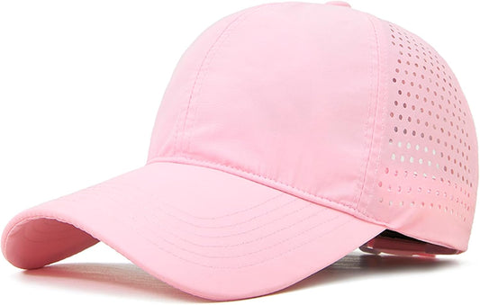 Quick Dry Baseball Cap Curved Brim Hat Laser Cut Mesh-Back Cap