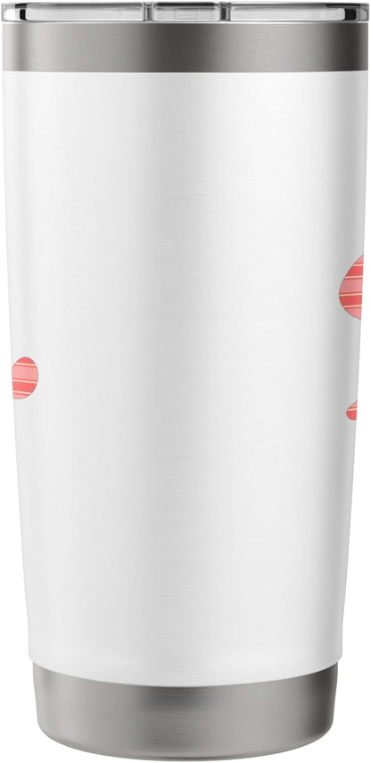 Cute Peach Red Pink Minimalist Horizontal Striped Pattern Stainless Steel Insulated Tumbler