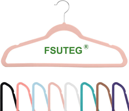 Velvet Clothes Hangers (50 Pack) Heavy Duty Durable Suit Hanger Vibrant Color Hangers Lightweight Space Saving Coat Hangers for Closet -Blush Pink