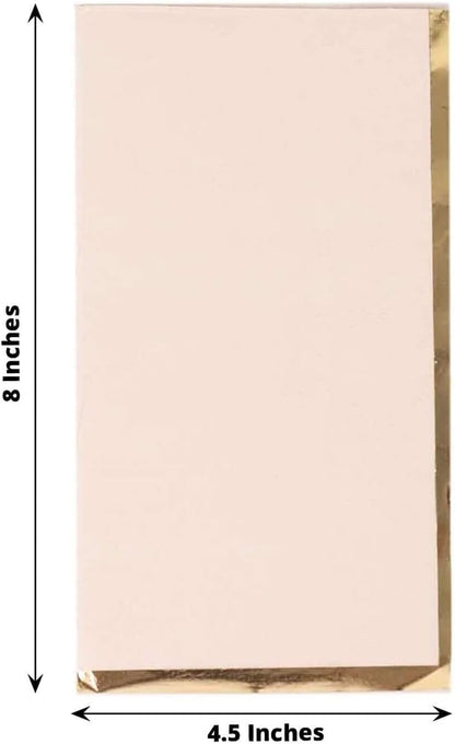 50-Pack Blush Pink Dinner Paper Napkins with Gold Foil Edge, Soft 2-Ply Disposable Party Napkins for Romantic Receptions and Spring Garden Parties