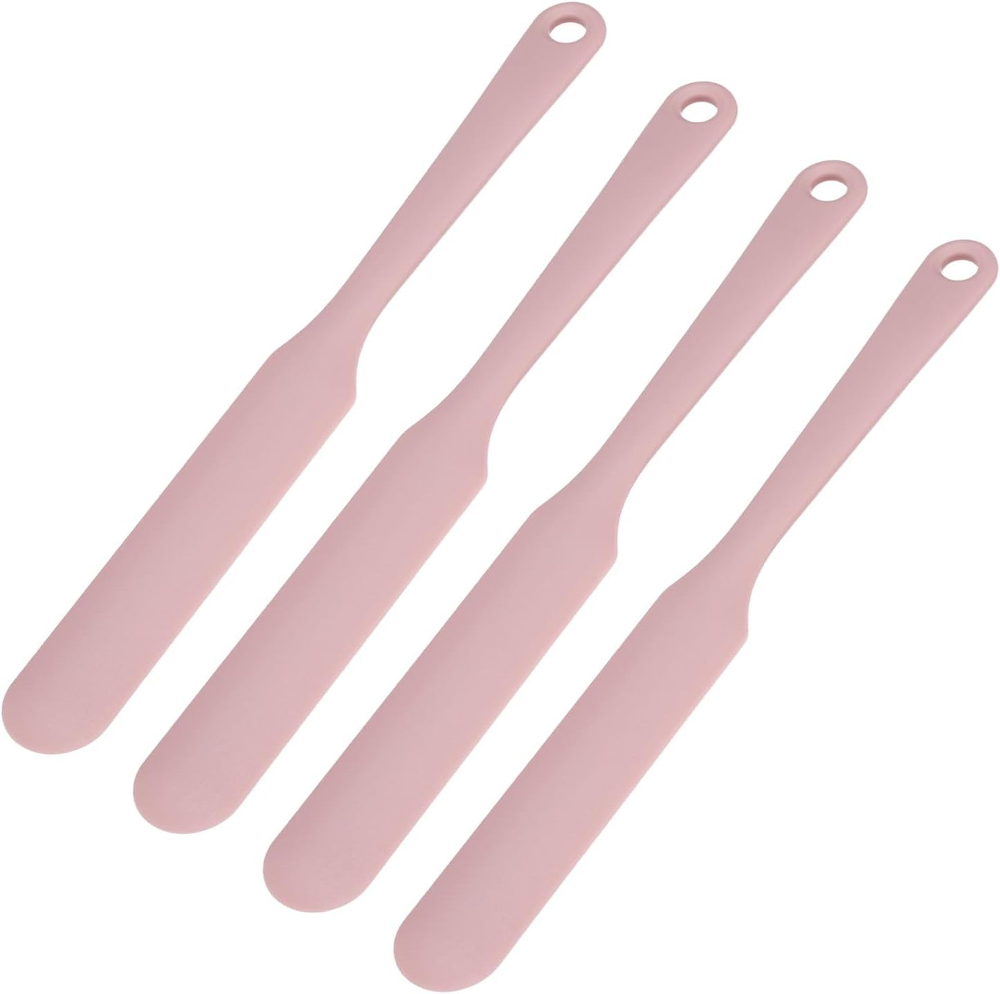uxcell 4Pcs Silicone Jar Spatulas, 8" Long Handle Thin Spatula Heat Resistant Jam Spreader for Scraping Peanut Butter Sourdough Cake Icing in Bottles Blenders Baking, Light Pink