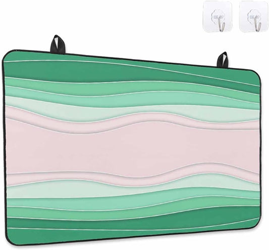 Stove Top Covers for Electric Stove, Green Stripes Induction Cooktop Cover Protector, Light Pink Ombre Simple Abstract Lines Range Mat for Glass Top Stove, Dish Drying Mat Kitchen Countertop, 28"x20"