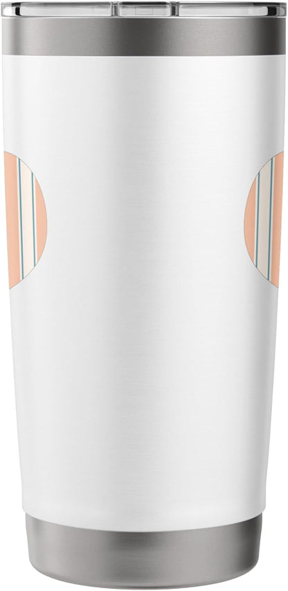 Cute Pastel Peach and Cream Classic Vertical Stripe Pattern Stainless Steel Insulated Tumbler