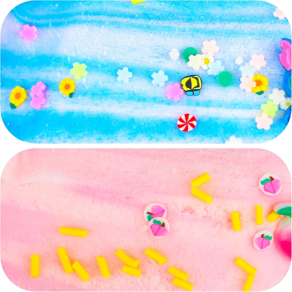 2 Pack Cloud Slime Kit with Blue Cake and Pink Charms, Scented DIY Slime Supplies for Girls and Boys, Stress Relief Toy for Kids Education, Party Favor, Gift and Birthday