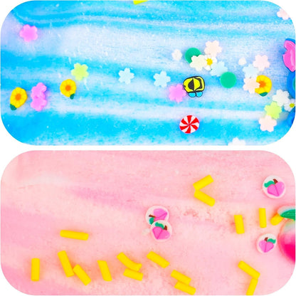 2 Pack Cloud Slime Kit with Blue Cake and Pink Charms, Scented DIY Slime Supplies for Girls and Boys, Stress Relief Toy for Kids Education, Party Favor, Gift and Birthday