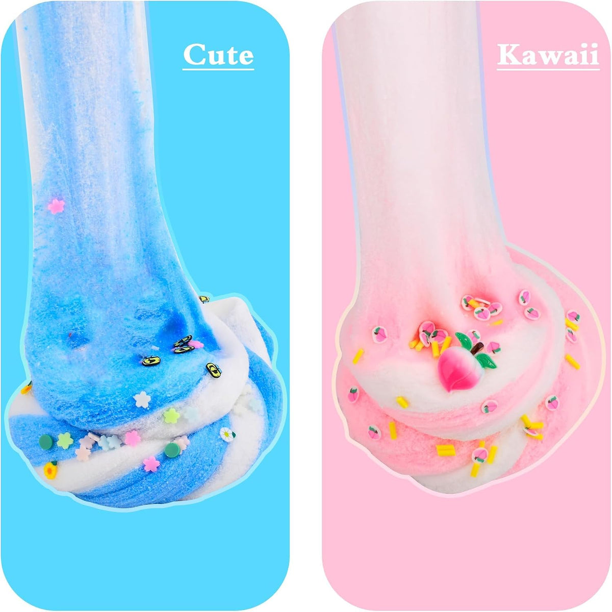 2 Pack Cloud Slime Kit with Blue Cake and Pink Charms, Scented DIY Slime Supplies for Girls and Boys, Stress Relief Toy for Kids Education, Party Favor, Gift and Birthday