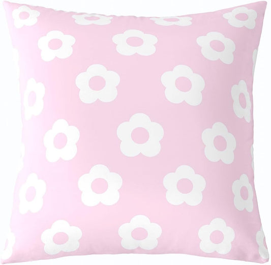 jejeloiu Light Pink Floral Throw Pillow Covers 1 Pcs Princess Flower Cushion Case Romantic Plants Pattern Decor Pillowcase Indoor Outdoor Super Soft 22 x 22-Inch