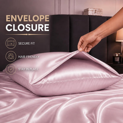 Silky Satin Pillowcases Standard 2 Pack Hair Care Pink 20 x 26