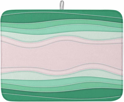 Dish Drying Mat 18 x 24 Inch, Green Stripes Absorbent Microfiber Coffee Mats for Kitchen Light Pink Ombre Simple Abstract Lines Quick Drying Dish Drainer Pad 1 Pack