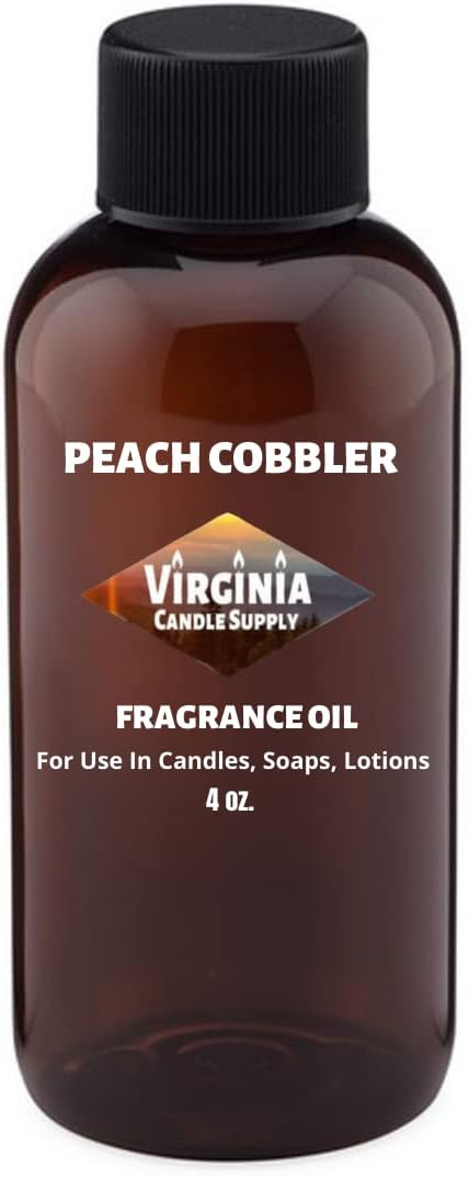 Peach Cobbler Fragrance Oil (4 oz Bottle) for Candle Making, Soap Making, Tart Making, Room Sprays, Lotions, Car Fresheners, Slime, Bath Bombs, Warmers……