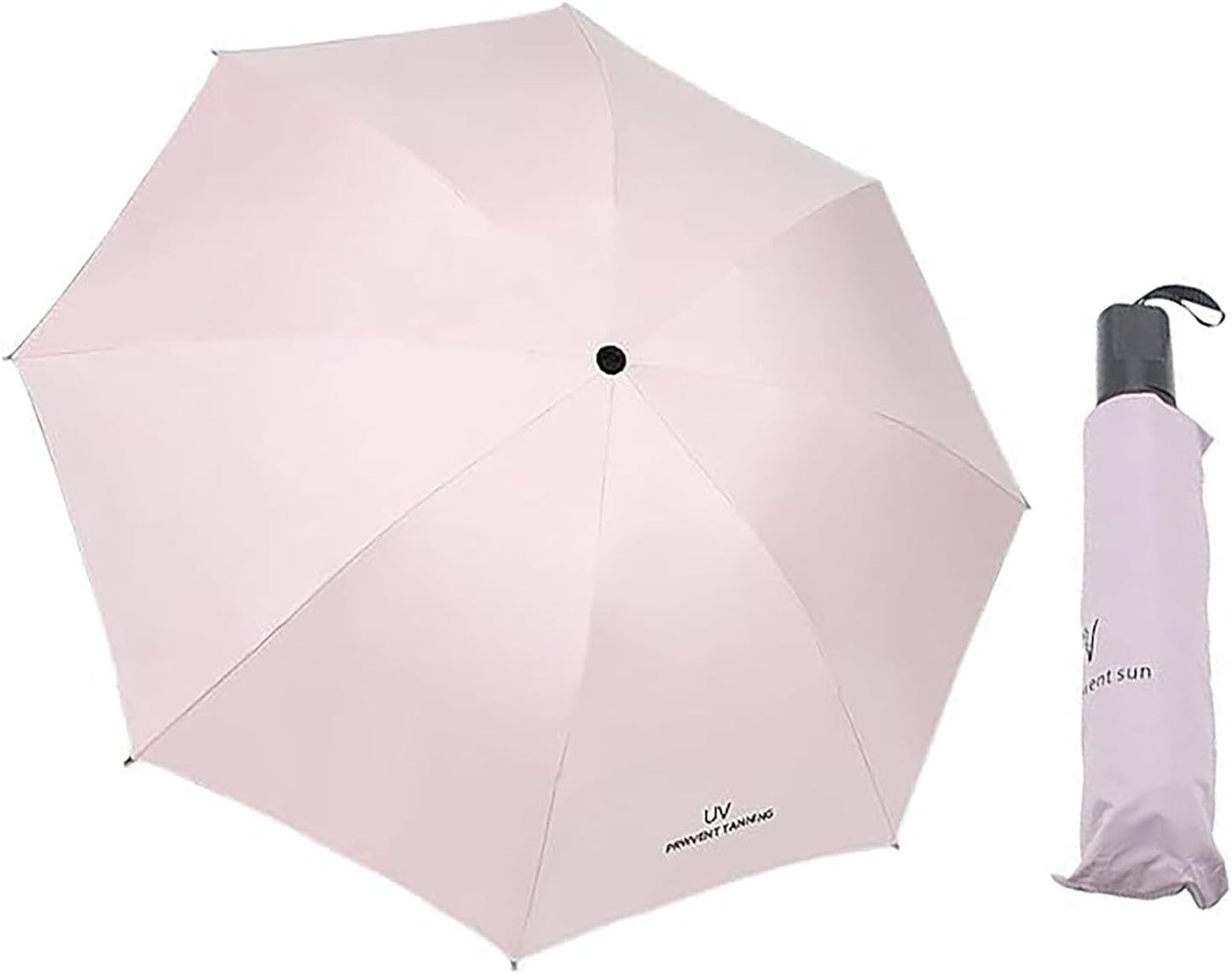 Yansanido Rainproof and Sunshade Manual Umbrella, 37.8 Inch x 25.6 Inch 8 Ribs Blue Windproof Folding Umbrella for Outdoors and Travel