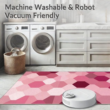 Design&I 8'x10' Smooth Finish Contemporary Abstract Foldable Mat, Blush Pink Snag-Free Chair-Friendly Large Carpet for Dining Room, Large Office, Lounge | 2135594
