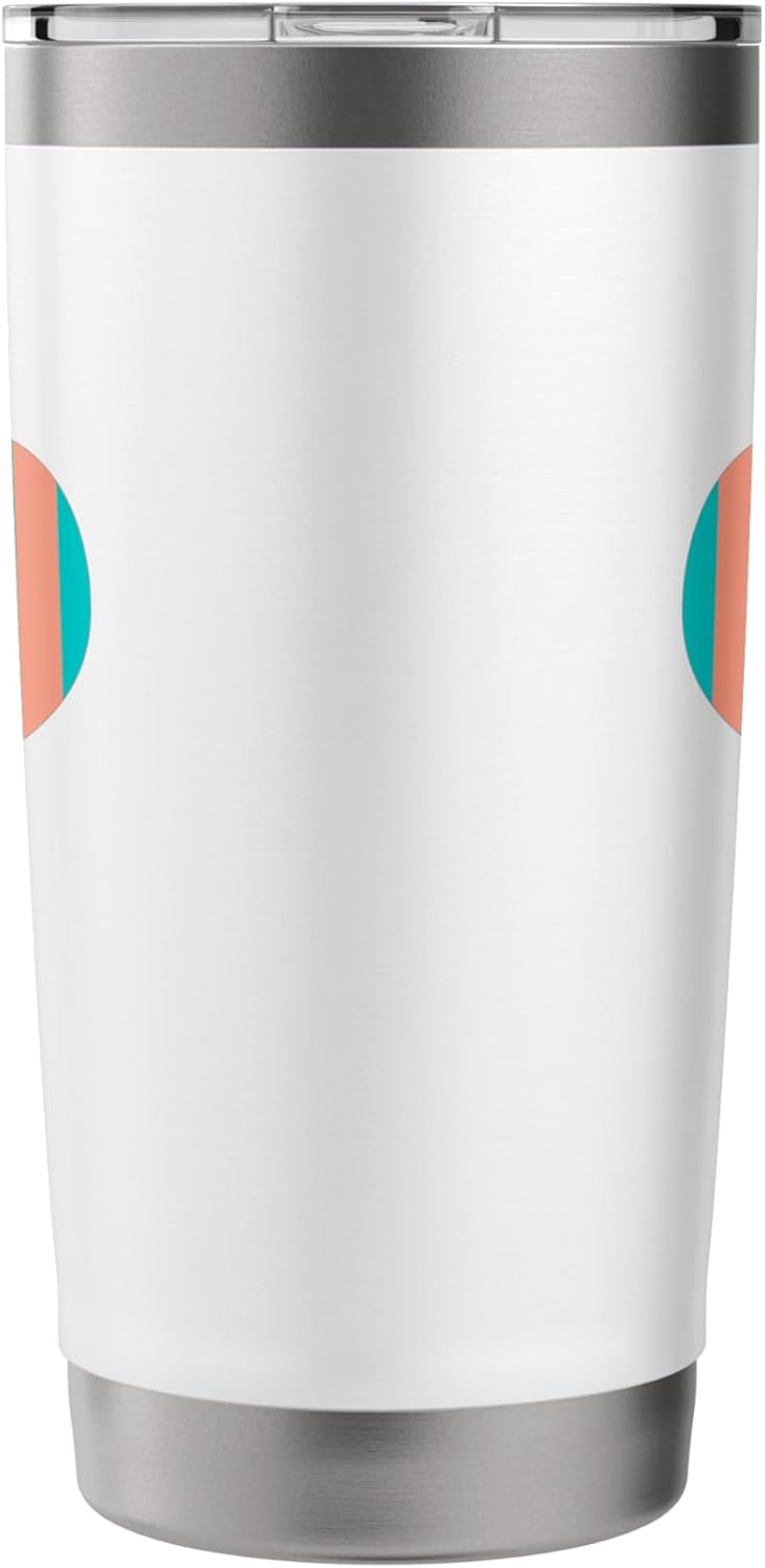 Cute Peach and Teal Vertical Stripes Pattern Minimalist Stainless Steel Insulated Tumbler