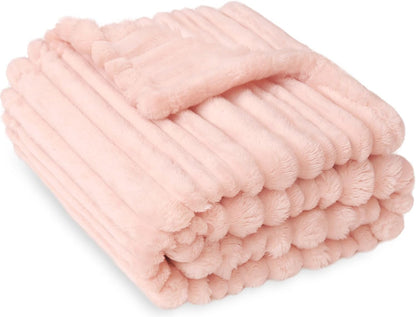 Pink Striped Design Baby Blanket for Boys Girls Fluffy Fleece